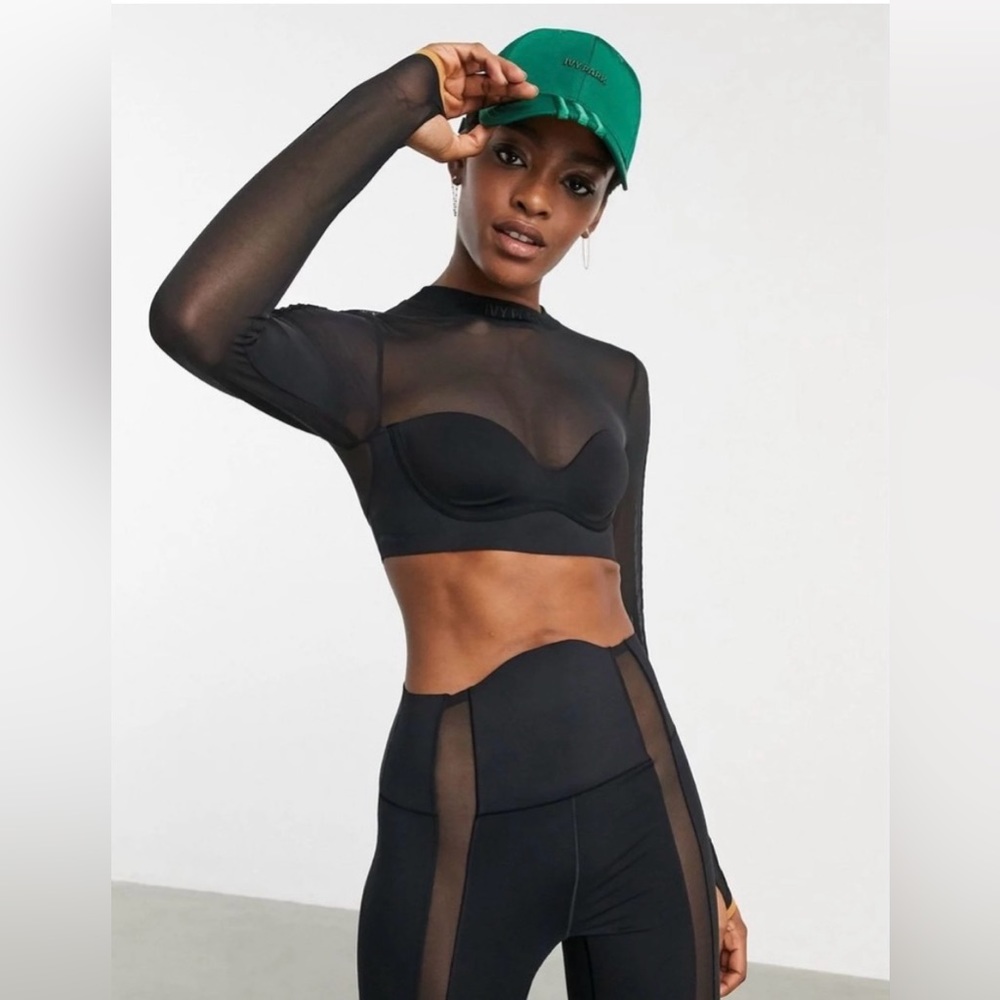 Adidas x Ivy Park - Drip 2.2 Long Sleeve Mesh Crop in Black